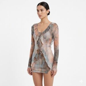 Y2K Watercolor Mesh Mini Dress🎨 Fairy Grunge Vibes